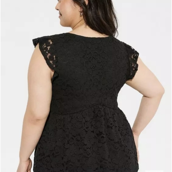 Stretch V Neck Ruffle Babydoll - Picture 2 of 5